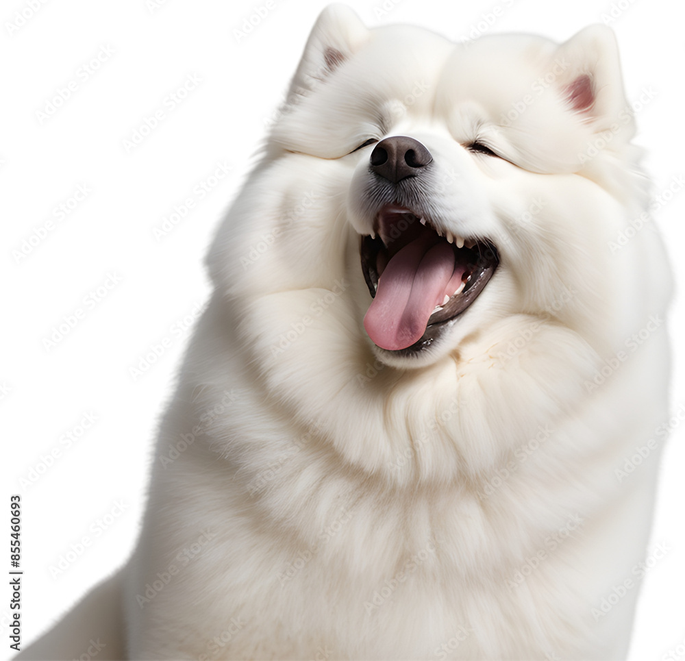 Fototapeta premium Samoyed, fluffy companion, bright smile forever. 