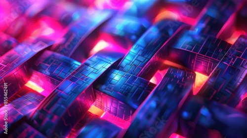 Wallpaper Mural A colorful, abstract image of a woven fabric with a blue and orange background Torontodigital.ca