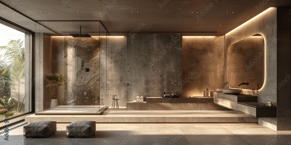 Modern Bathroom with Concrete Walls and Minimalist Design Modern Bathroom with Concrete Walls and Minimalist Design