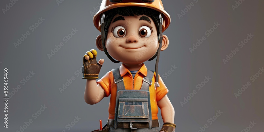 Kid with safety helmet and construction overalls Kid with safety helmet and construction overalls