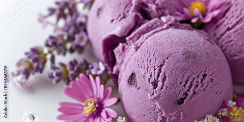 Wallpaper Mural Elegant blueberry lavender gelato, a closeup of elegant blueberry lavender gelato, its purple color and floral notes highlighted against a white background Torontodigital.ca