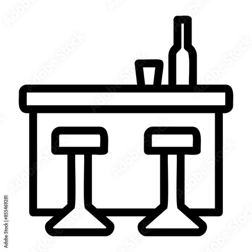 Hotel bar icon illustration with style outline