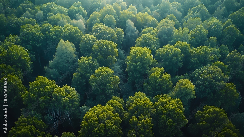 A drone's aerial view of a dense forest, capturing the intricate patterns of the tree canopy and a herd of deer moving through the underbrush. Realistic style, minimalist design A drone's aerial view of a dense forest, capturing the intricate patterns of the tree canopy and a herd of deer moving through the underbrush. Realistic style, minimalist design