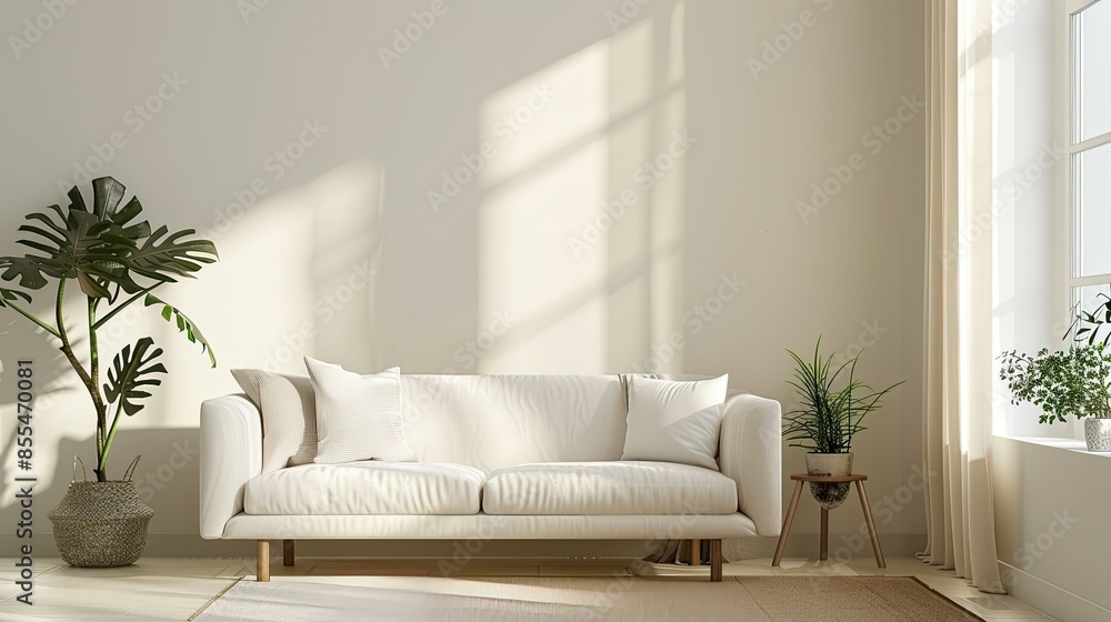 Stylish minimalist living room with sofa furniture, designed for modern and minimalistic interior decor concepts. Stylish minimalist living room with sofa furniture, designed for modern and minimalistic interior decor concepts.