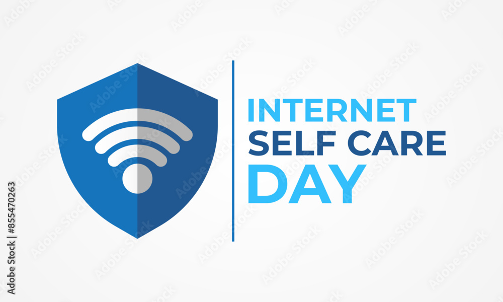 Internet self care day. Banner poster, flyer and background design. Vector illustration. Vector illustration.