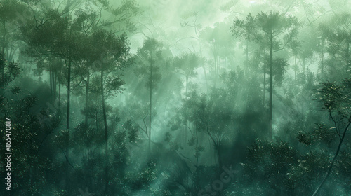 Wallpaper Mural A dense forest shrouded in mist landscape Torontodigital.ca