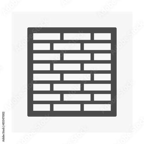 Brick wall vector icon design. Natural material to build, masonry to panels wall, fence or retainer wall, fireplace consist of texture pattern of rectangular block shape and bonded by mortar cement.