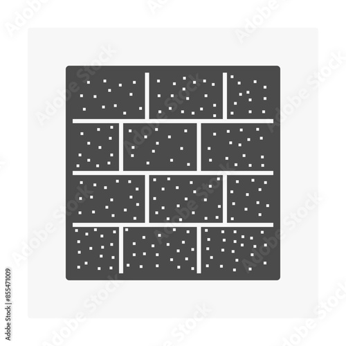 Concrete block wall vector icon. Row of seamless rectangle shape laying in stack for wall, retaining wall. Material for architecture, construction. Rectangle texture pattern on wall for building.