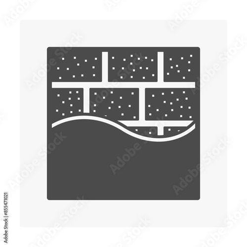 Concrete block wall and plastering vector icon. Seamless texture pattern by masonry and plastering mortar cement for wall, retaining wall, fence. Material for architecture, construction building.