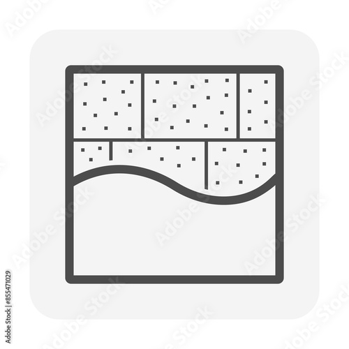Concrete block wall and plastering vector icon. Seamless texture pattern by masonry and plastering mortar cement for wall, retaining wall, fence. Material for architecture, construction building.