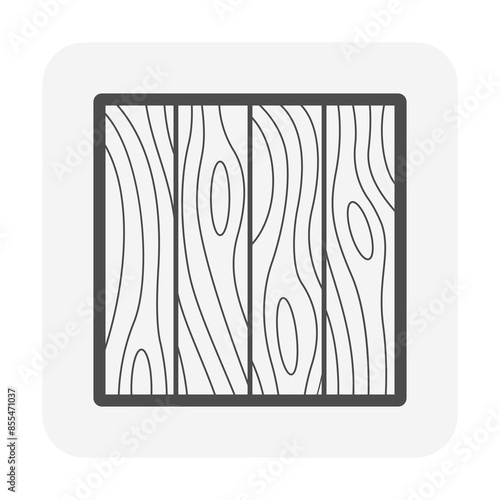 Wood floor vector icon in top view. Straight hard wood material with texture pattern. To lay in row, stripe to panel with clean surface. Construction material from nature for house building.