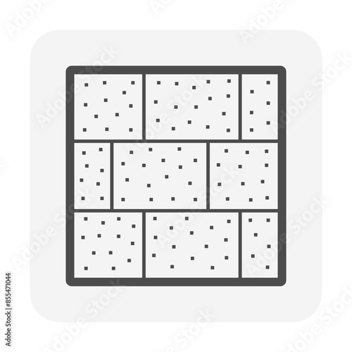 Concrete block wall vector icon. Seamless rectangle texture pattern shape to masonry laying in stack, row, bonded by mortar cement for wall, retaining wall. Material for architecture, construction.