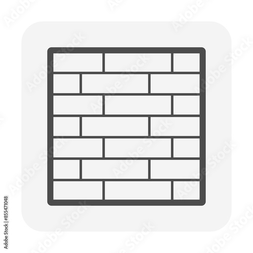 Brick wall vector icon design. Natural material to build, masonry to panels wall, fence or retainer wall, fireplace consist of texture pattern of rectangular block shape and bonded by mortar cement.