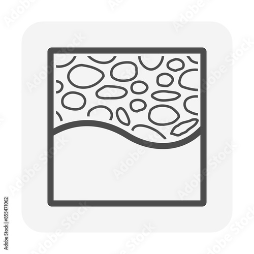 Rock gravel wall and plastering vector icon. Construction material consist of little natural river rock, epoxy cement concrete and plastering mortar for decorative building, indoor, outdoor.