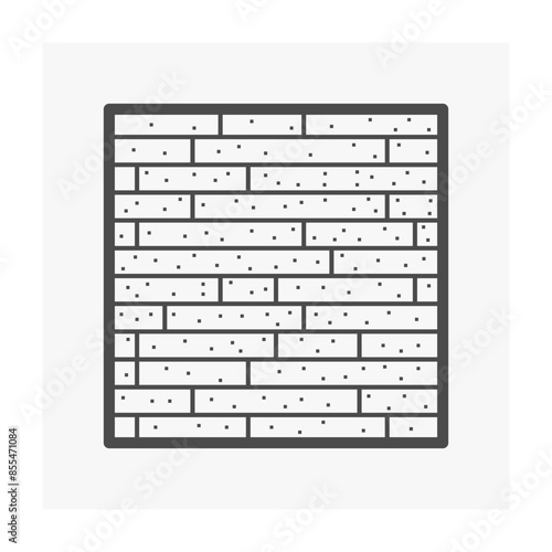 Stone or rock brick block wall vector icon design. Row in panel on wall. Natural construction material with texture pattern on surface for architecture i.e. house building, fence and shower.