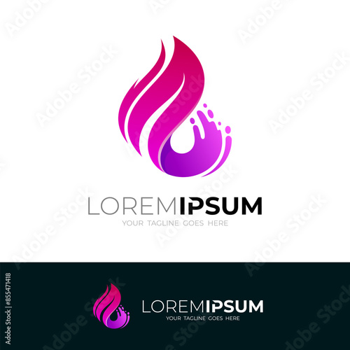 Abstract fire logo with danger design, burning icons