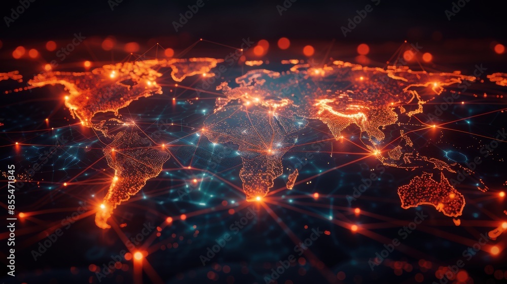 A computer generated image of the world with a lot of lights A computer generated image of the world with a lot of lights