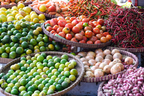 Vegetable are sold in traditional market. Raw food ingredients
 photo