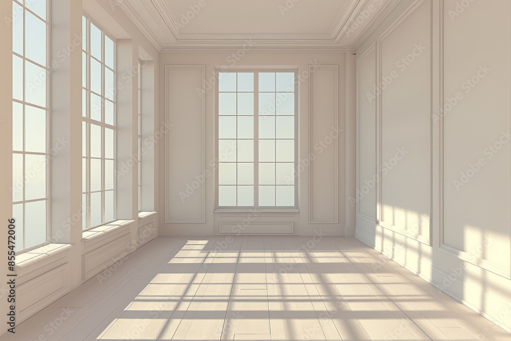 Empty room with white walls and wooden floor Empty room with white walls and wooden floor