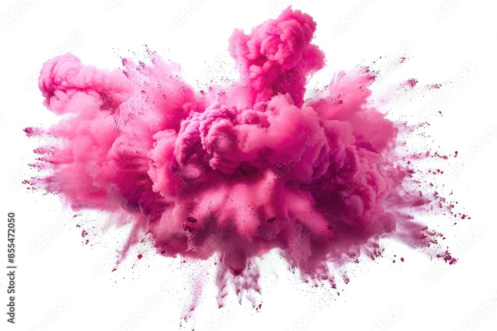 Bright pink paint explosion splash abstract background. Dust explode on white Bright pink paint explosion splash abstract background. Dust explode on white