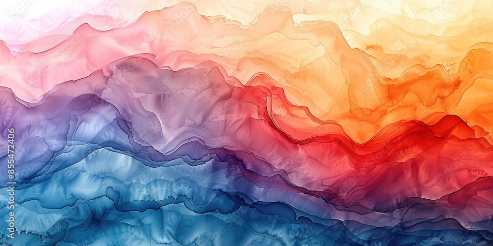 Fototapeta premium Abstract Art with Fluid Colors of Blue, Purple, Red and Yellow