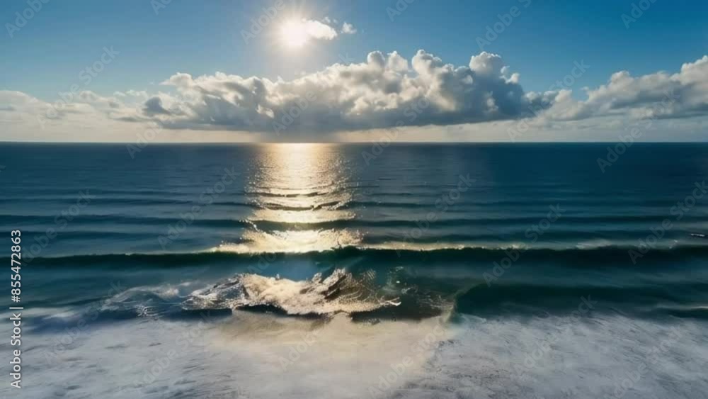Sunlit Ocean Waves at Sunrise, A stunning video capturing sunlit ocean waves at sunrise, with the sunlight reflecting off the water and creating a serene coastal scene.
Sunlit Ocean Waves at Sunrise, A stunning video capturing sunlit ocean waves at sunrise, with the sunlight reflecting off the water and creating a serene coastal scene.