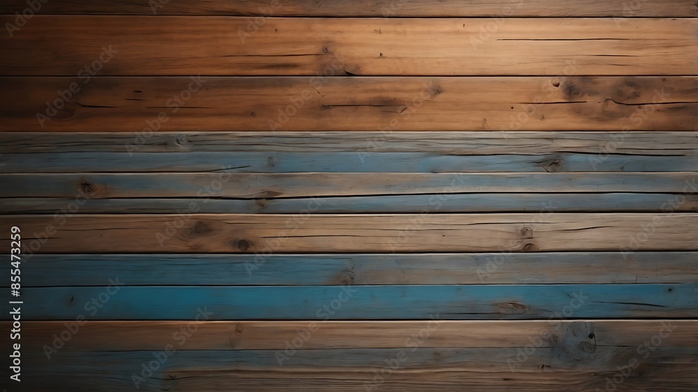Obraz premium brown wooden plank desk table background texture top view. Horizontal photo of the structure of wooden boards. Background of brown boards.
