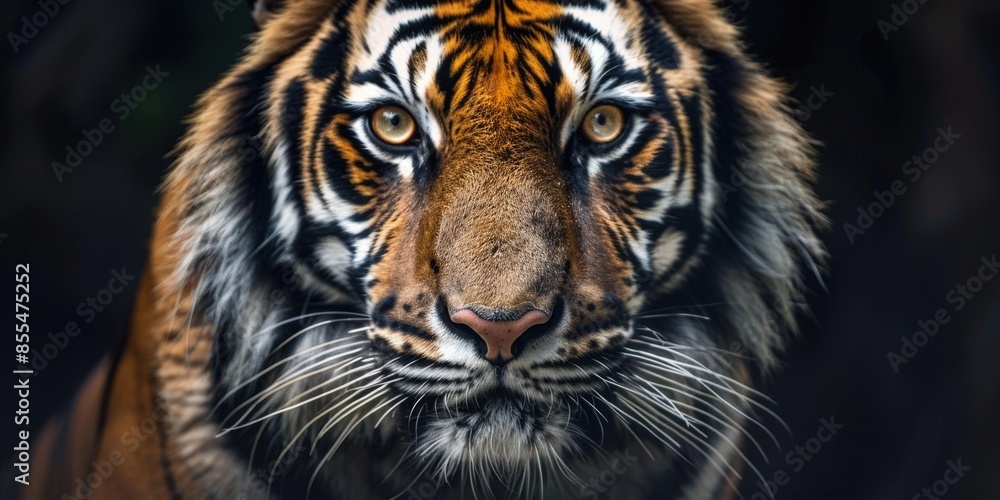 Naklejka premium Close-Up Portrait of a Tiger's Face