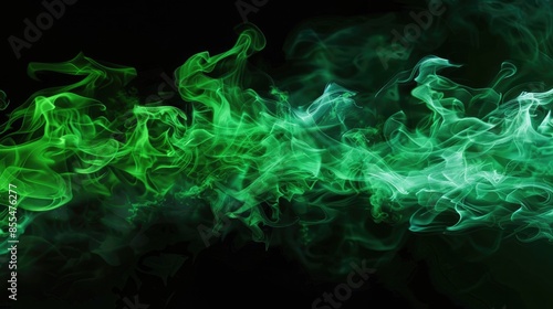  "Green Fire Isolated on Black Background: Striking Visual Effect"