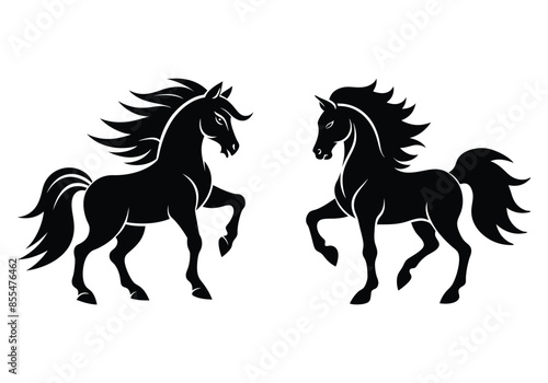 Supper powerfull Horse Silhouette art Vector Illustration bundle package.
