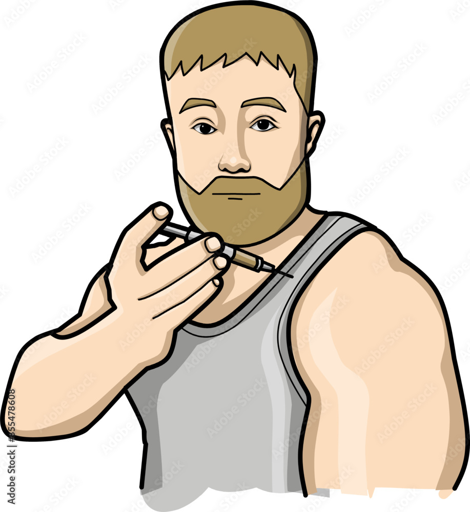 muscular man injecting steroid shot to get bigger muscular man injecting steroid shot to get bigger