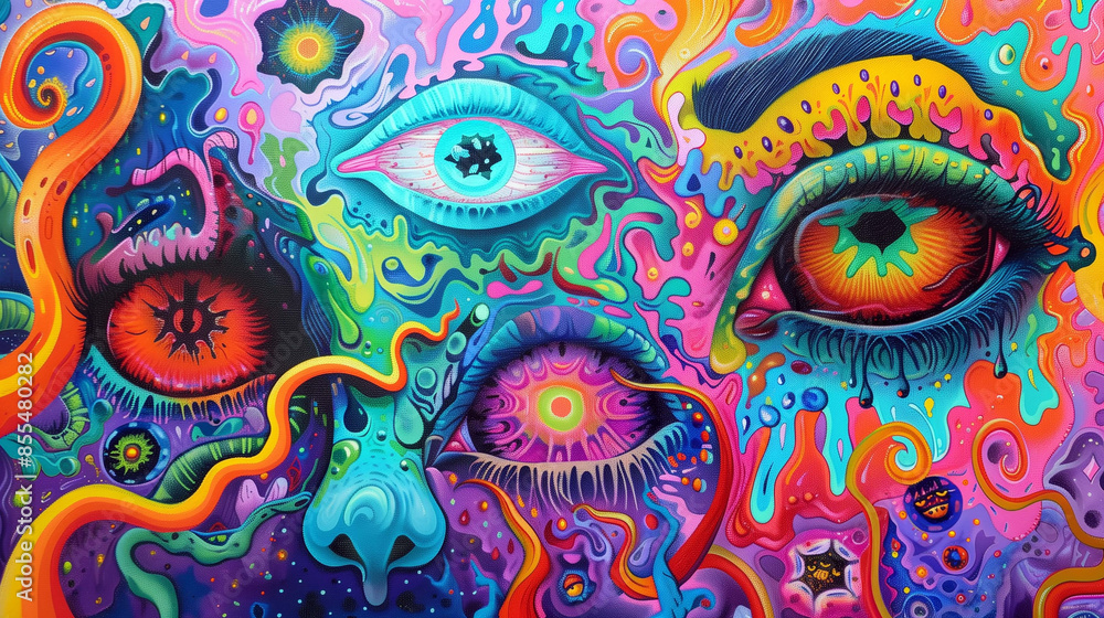 Bursting with intense color contrasts and fluid shapes Bursting with intense color contrasts and fluid shapes