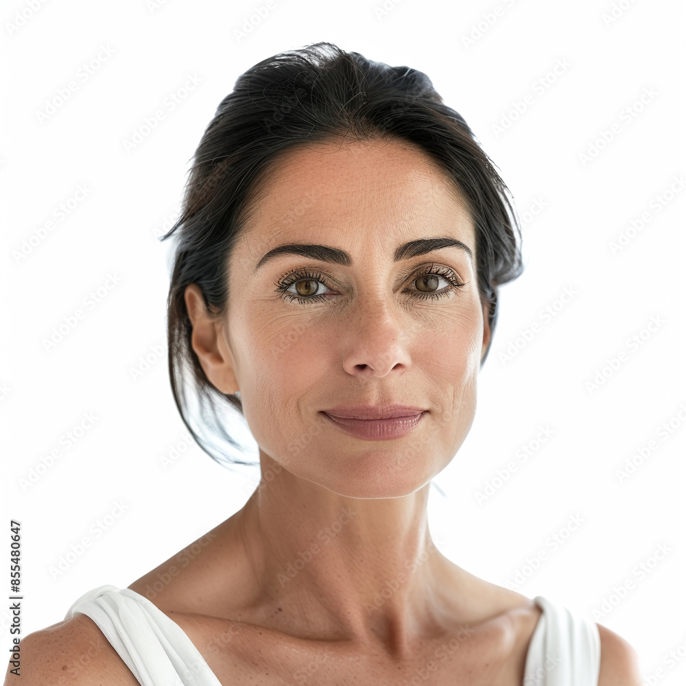 40-45 year old Beauty Brazilian women spa skin healthy on 100% isolate white background. 40-45 year old Beauty Brazilian women spa skin healthy on 100% isolate white background.