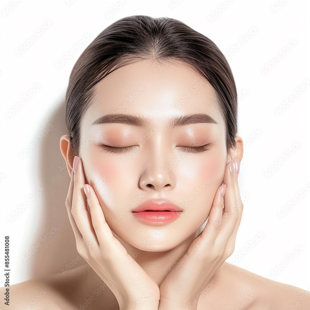 Beauty Asian women spa skin healthy on 100% isolate white background. Beauty Asian women spa skin healthy on 100% isolate white background.
