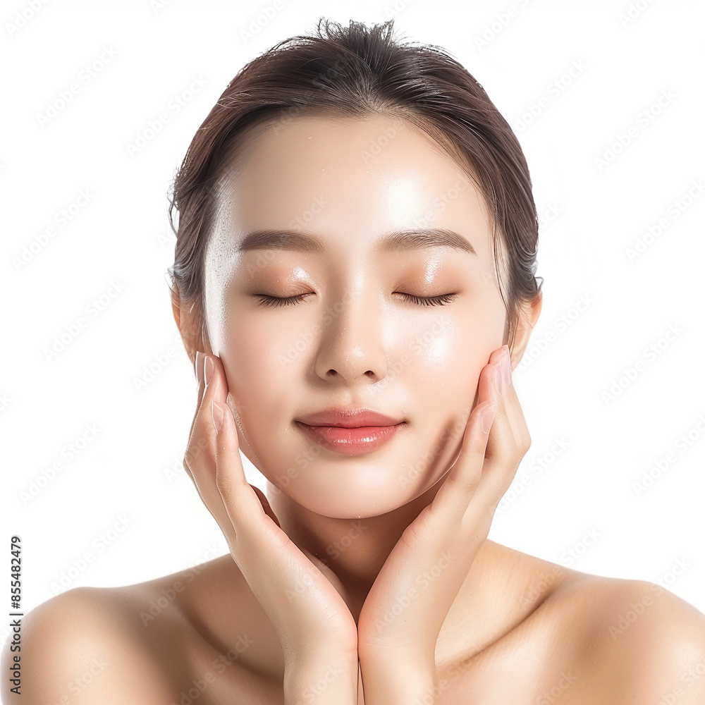 Beauty Korean Asian women spa skin healthy on 100% isolate white background. Beauty Korean Asian women spa skin healthy on 100% isolate white background.