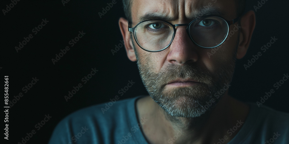 Serious man portrait on black background, a natural portrait of a man expressing serious Serious man portrait on black background, a natural portrait of a man expressing serious