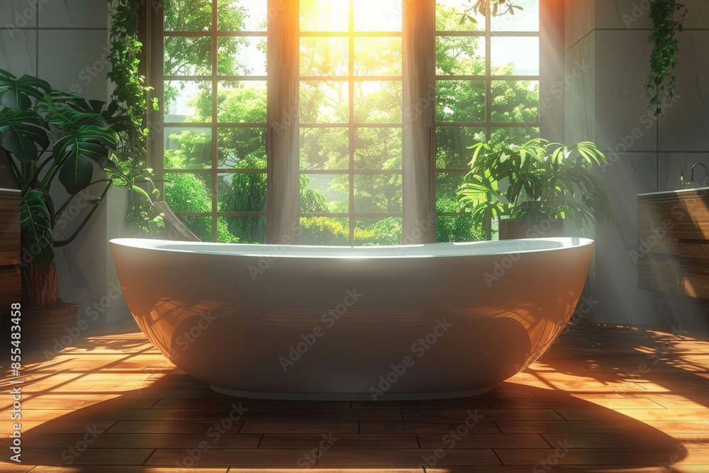 Fototapeta premium Bright White Bathroom with Tub