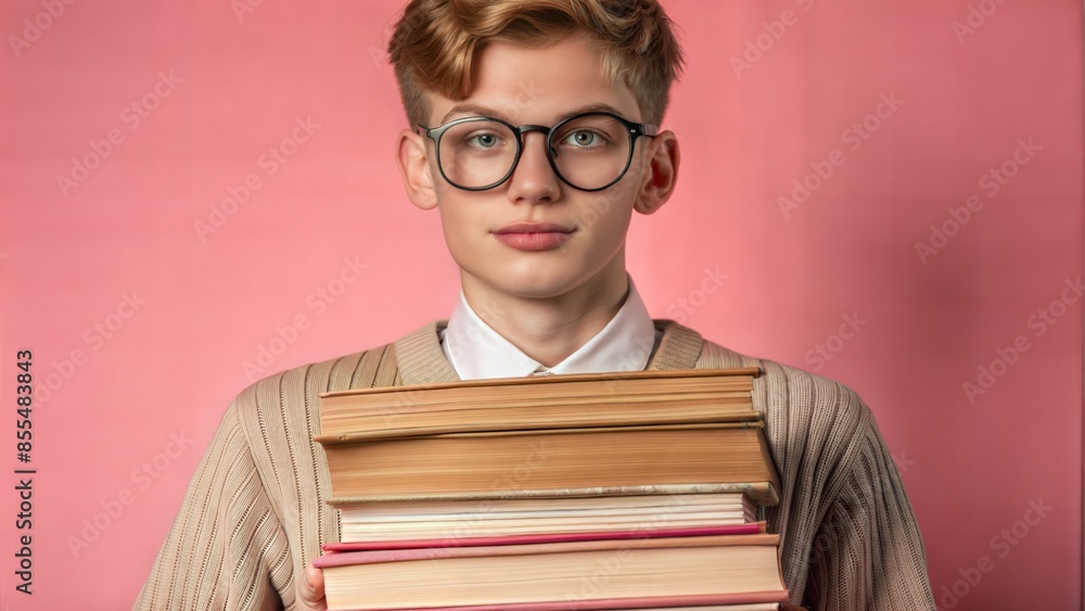 Student with Books and Glasses: A student wearing glasses and holding a stack of books, representing a scholarly look.
Student with Books and Glasses: A student wearing glasses and holding a stack of books, representing a scholarly look.