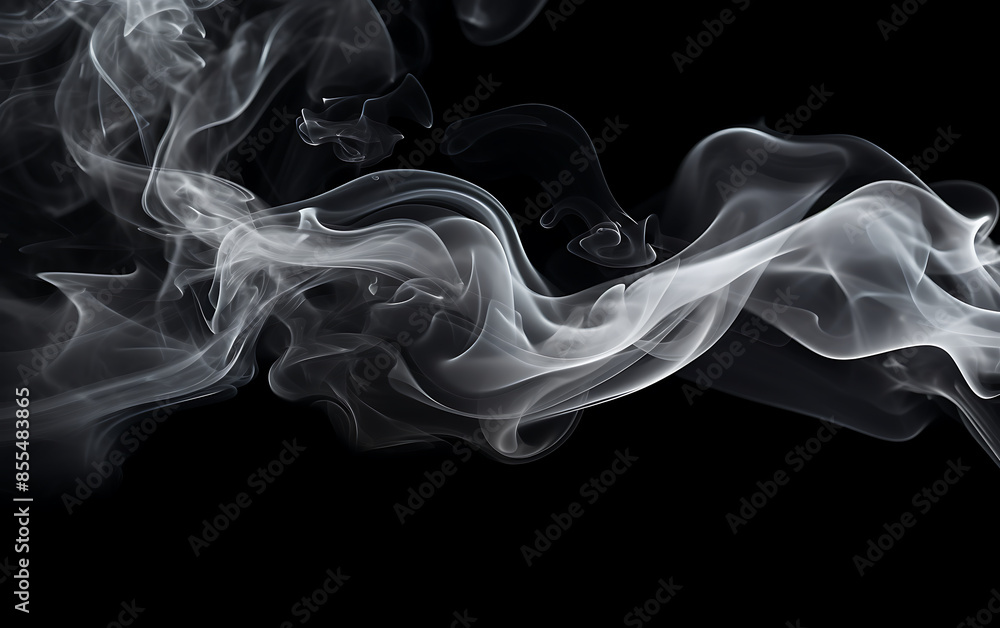 Smoke isolated on black background. Abstract white smoke on black background. Smoke isolated on black background. Abstract white smoke on black background.