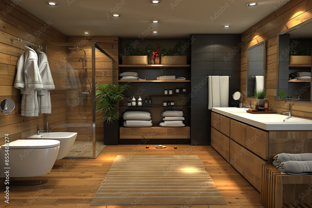 Cozy Bedroom with Wooden Interior Cozy Bedroom with Wooden Interior