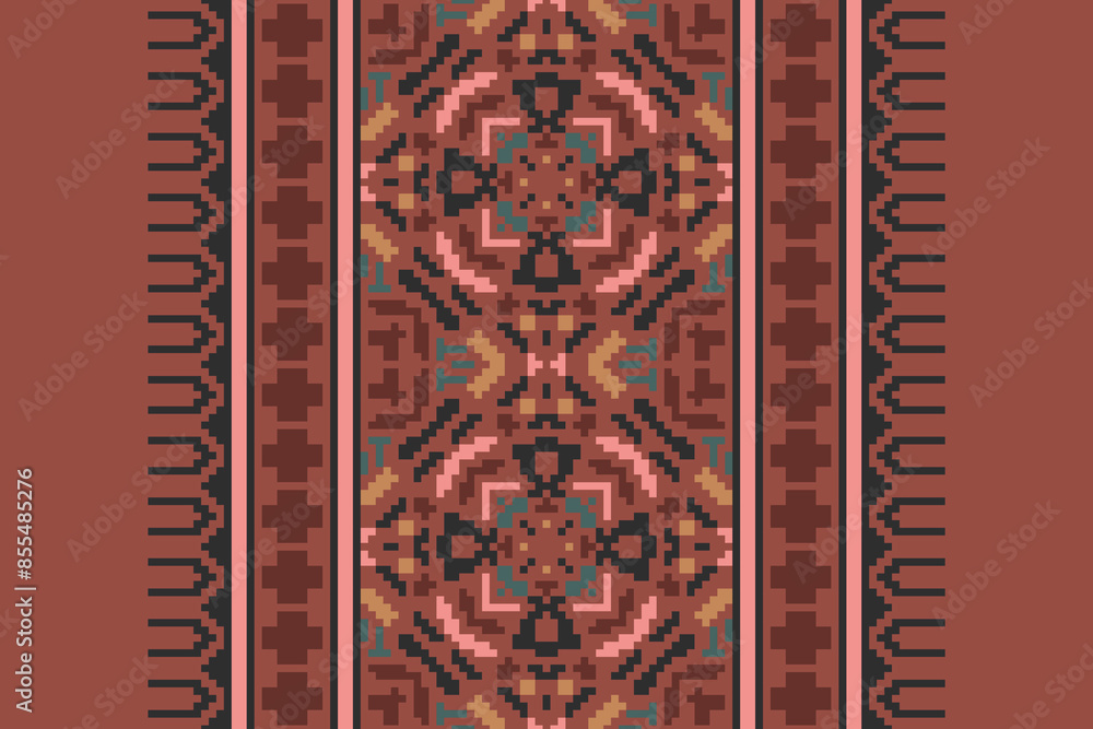 Traditional Floral pixel art seamless pattern. Vector Design for fabric, tile, embroidery, carpet, background, and wallpaper. Traditional Floral pixel art seamless pattern. Vector Design for fabric, tile, embroidery, carpet, background, and wallpaper.