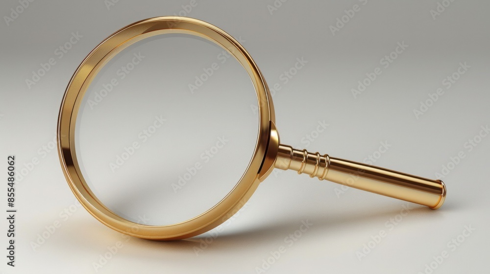 Golden magnifying glass on a white background. Golden magnifying glass on a white background.