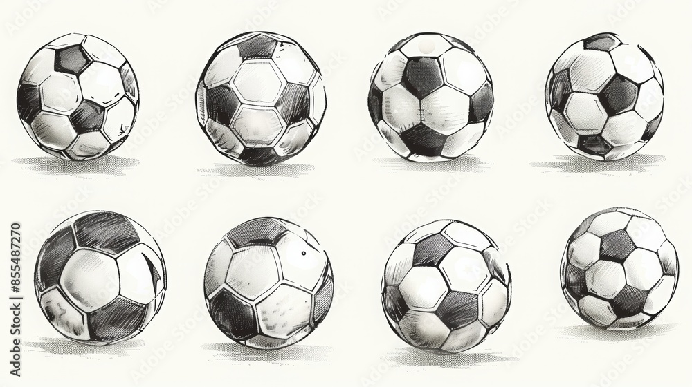 White background with soccer balls. White background with soccer balls.