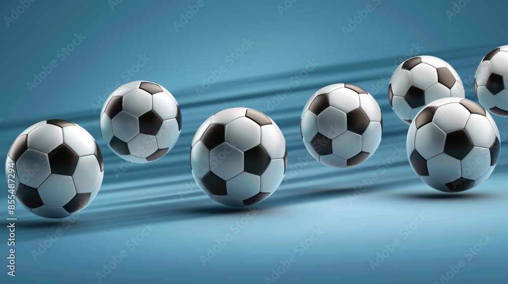 Soccer balls on a blue background. Soccer balls on a blue background.