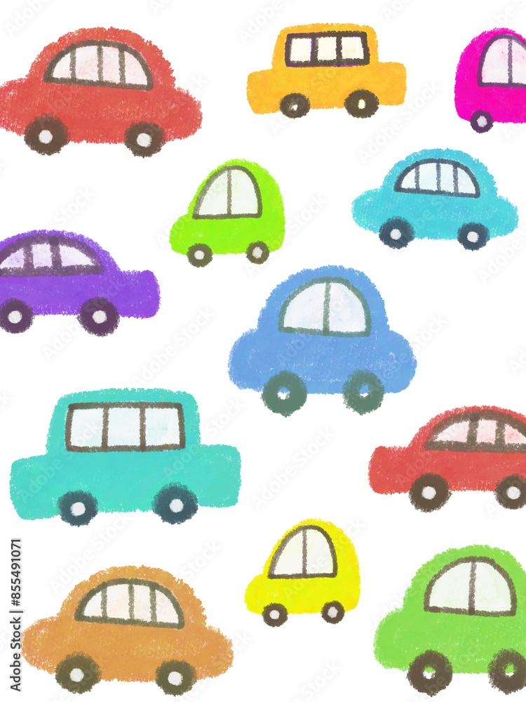 クレヨンで描いた車の手書きイラスト クレヨンで描いた車の手書きイラスト