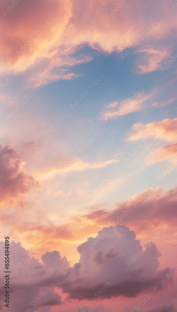 Abstract watercolor clouds in the evening sky, featuring a blend of pink and blue hues, background Abstract watercolor clouds in the evening sky, featuring a blend of pink and blue hues, background