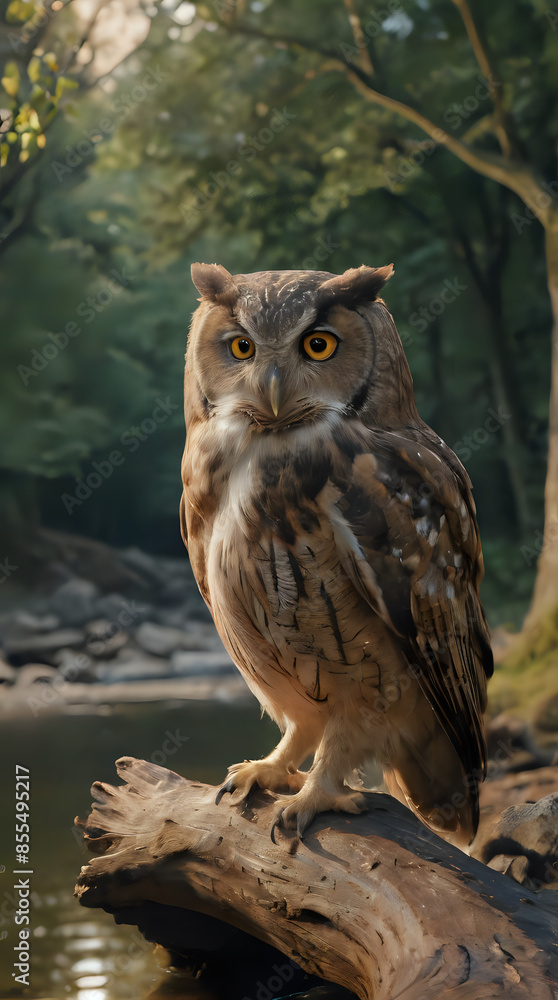 a owl that is sitting on a tree branch a owl that is sitting on a tree branch