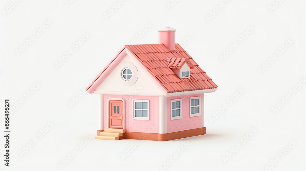 3d cute house, super minimalist style, white background 3d cute house, super minimalist style, white background