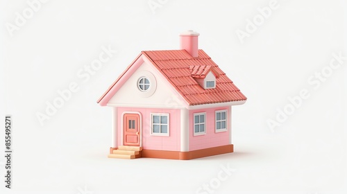 Wallpaper Mural 3d cute house, super minimalist style, white background Torontodigital.ca