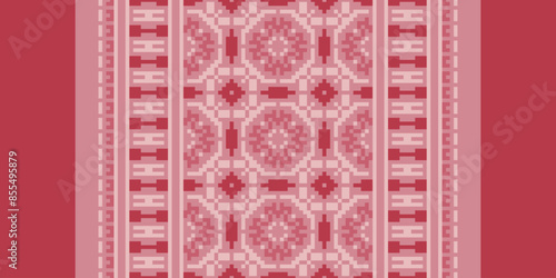 Pixel Seamless Russian folk patterns, cross-stitched embroidery imitation. Patterns consist of ancient Slavic amulets.